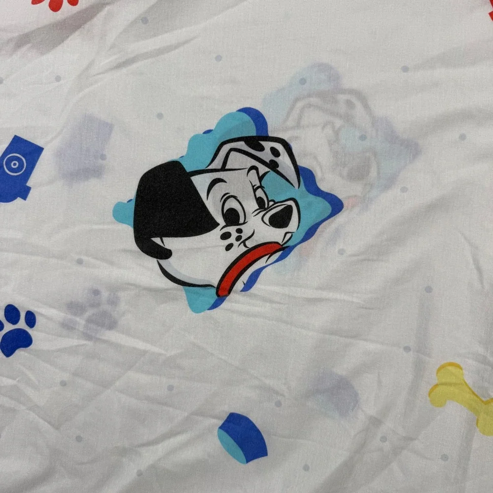 Vintage Disney 101 Dalmatians Twin Sheet Set White Pongo Perdita 90s Bedding